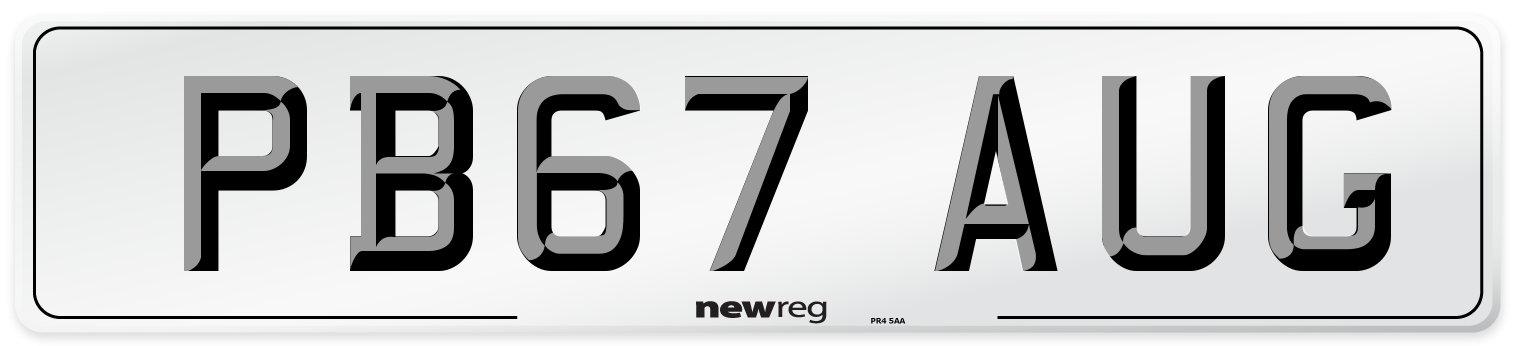 PB67 AUG Number Plate from New Reg